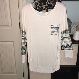 Sequin sleeve white shirt